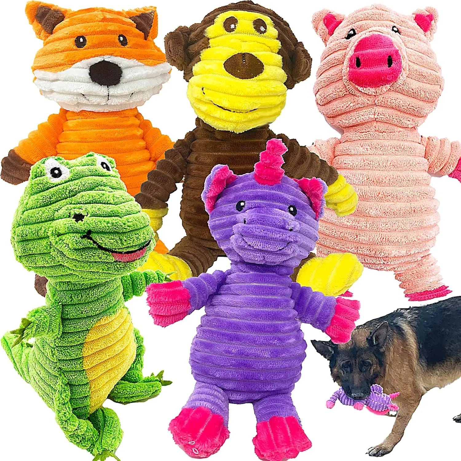 Plush Squeaky Dog 5-Pack Toy