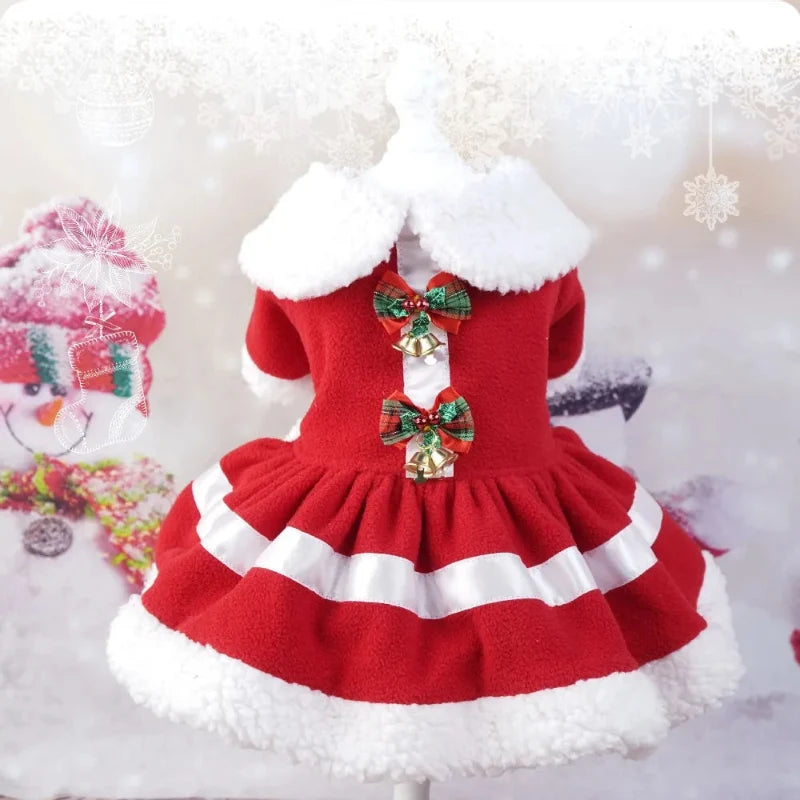 Red Dress with Bells & White Trim