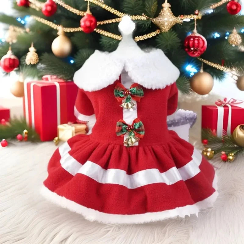 Red Dress with Bells & White Trim