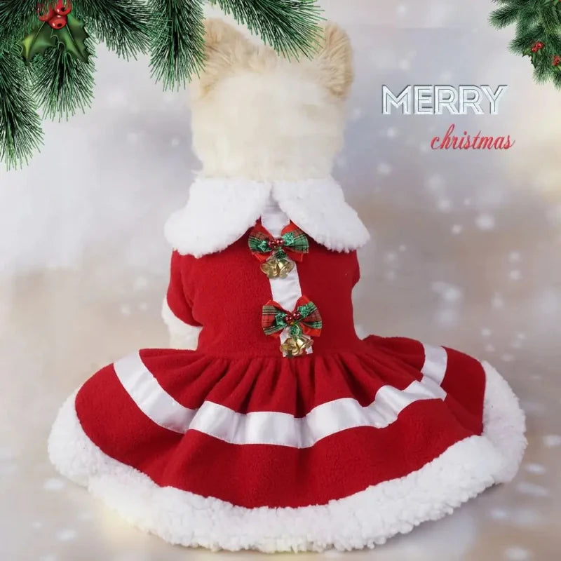 Red Dress with Bells & White Trim