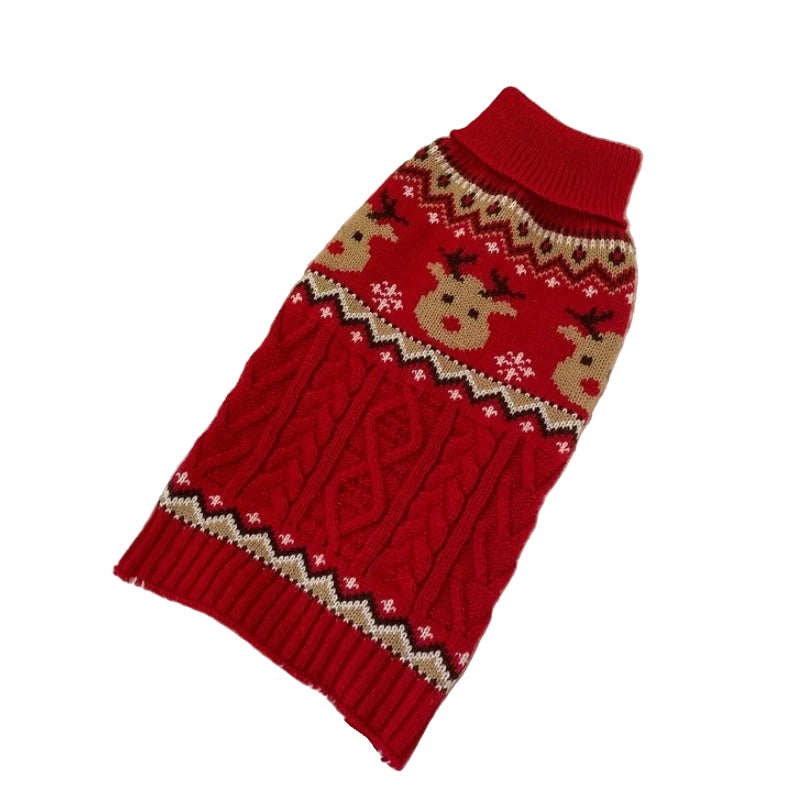 Rudolph Cable Knit Dog Sweater