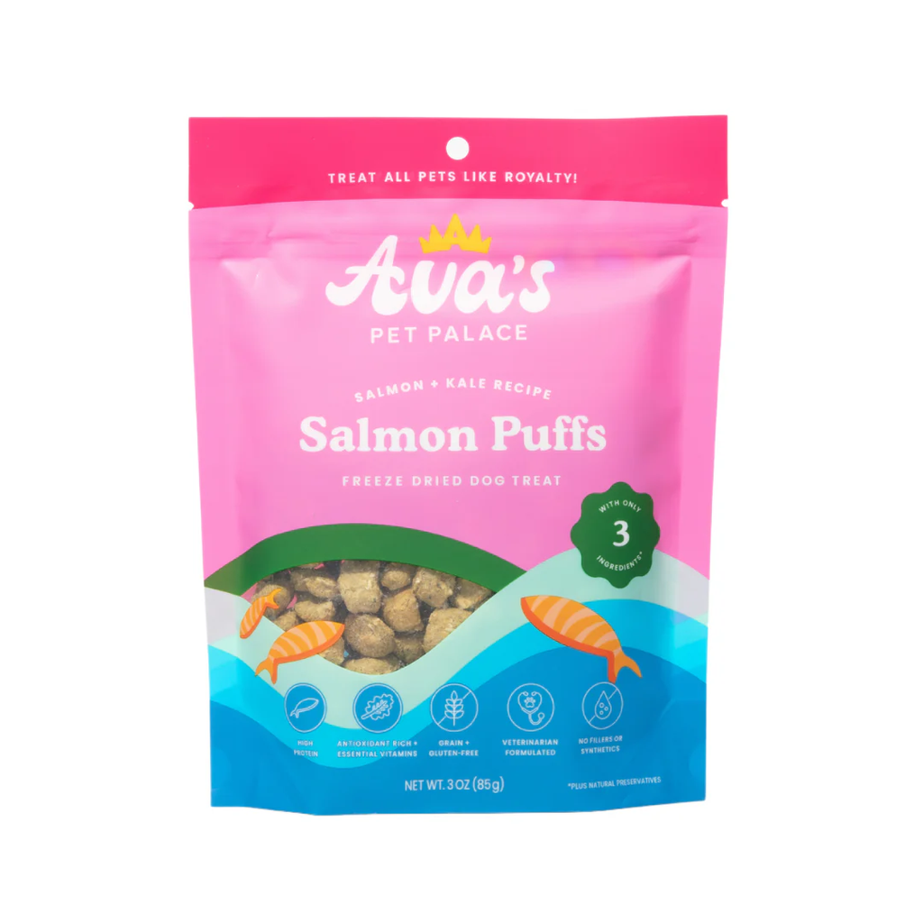 Ava's Pet Palace Freeze Dried Dog Treats - Salmon Puffs (3 oz)