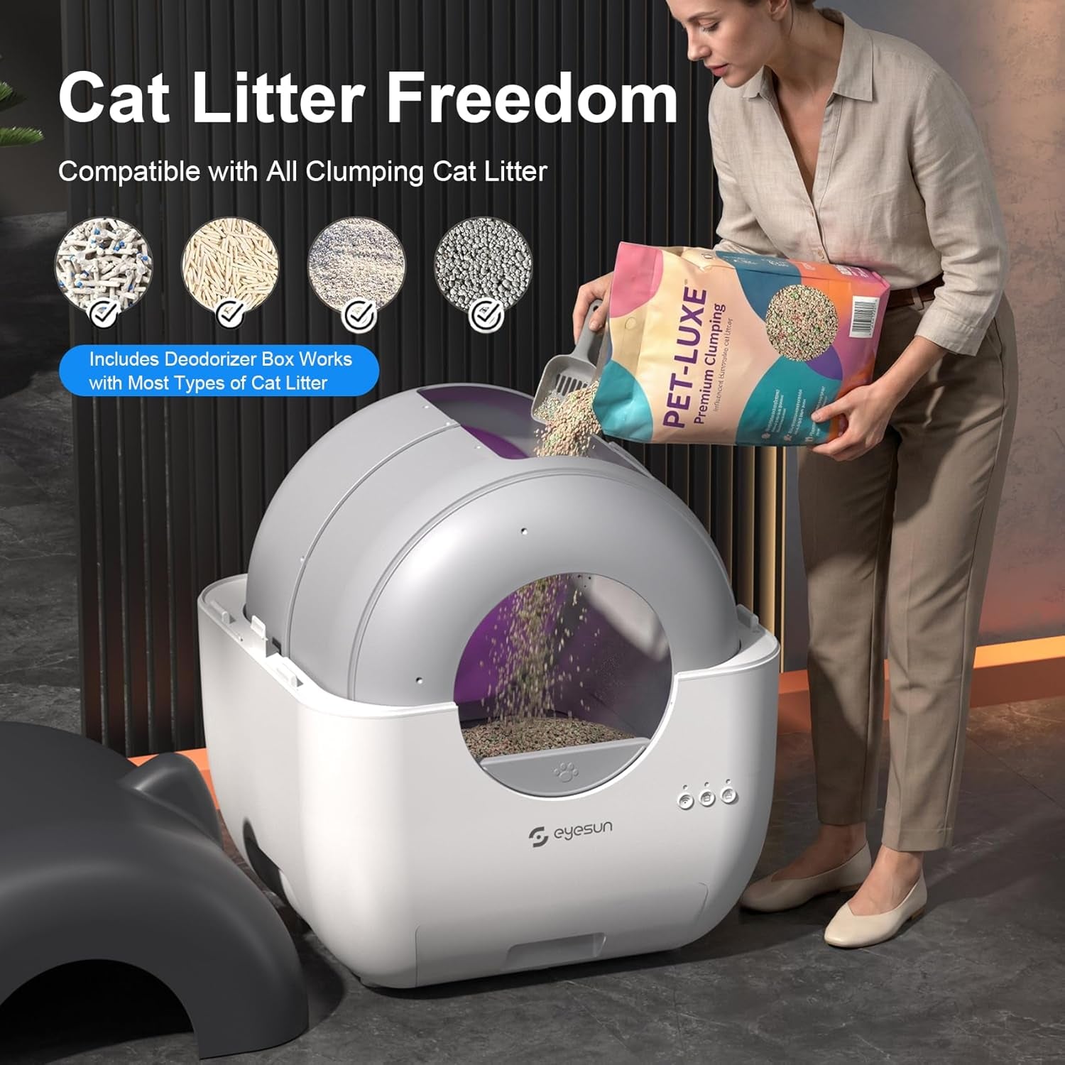 Self-Cleaning Cat Litter Box 76L
