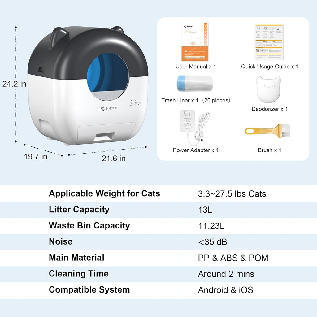 Self-Cleaning Cat Litter Box 76L