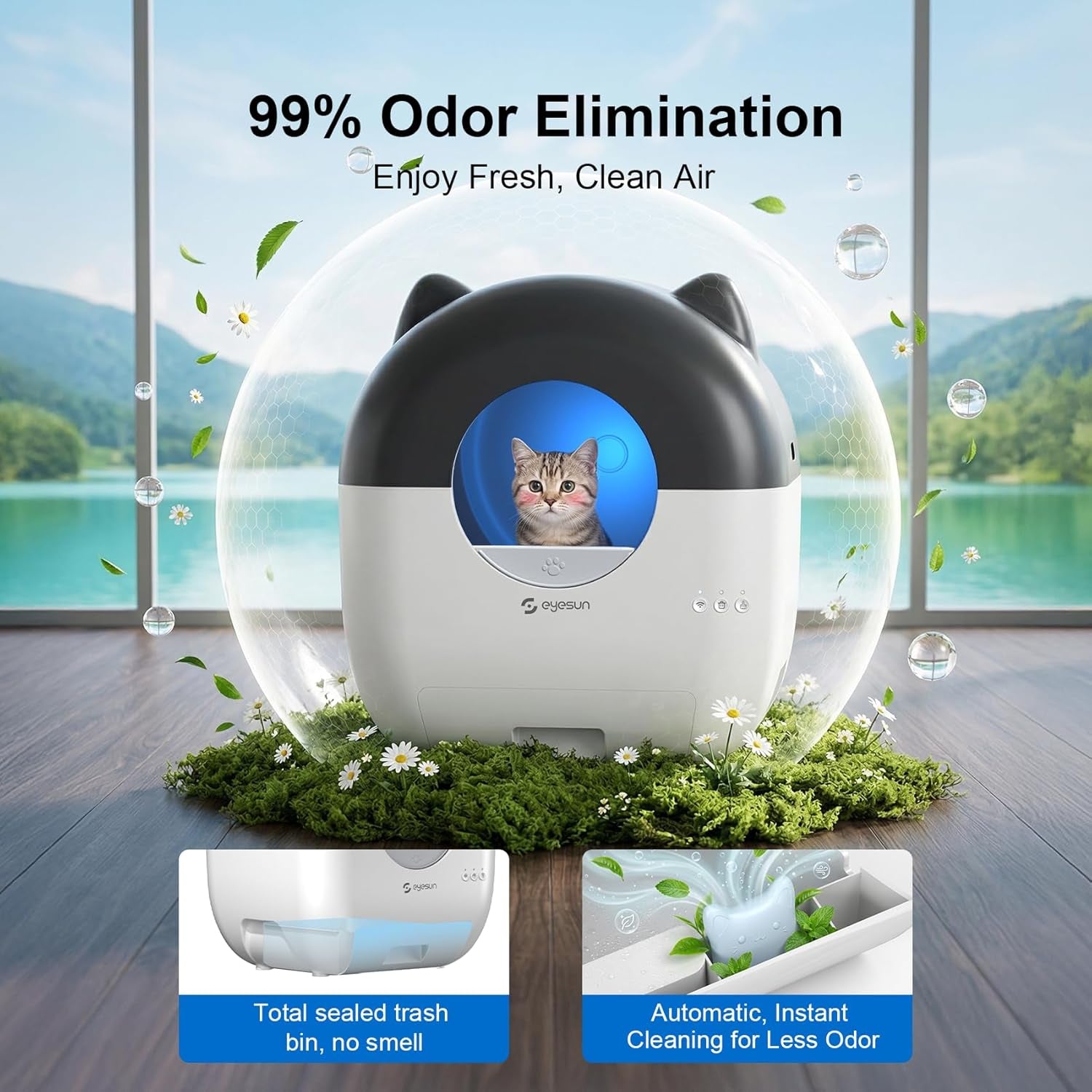 Self-Cleaning Cat Litter Box 76L