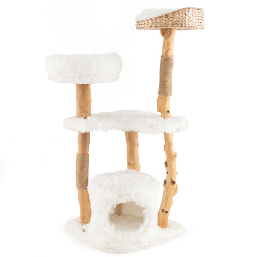 Cat Tower with Basket & Bed for Indoor Cats
