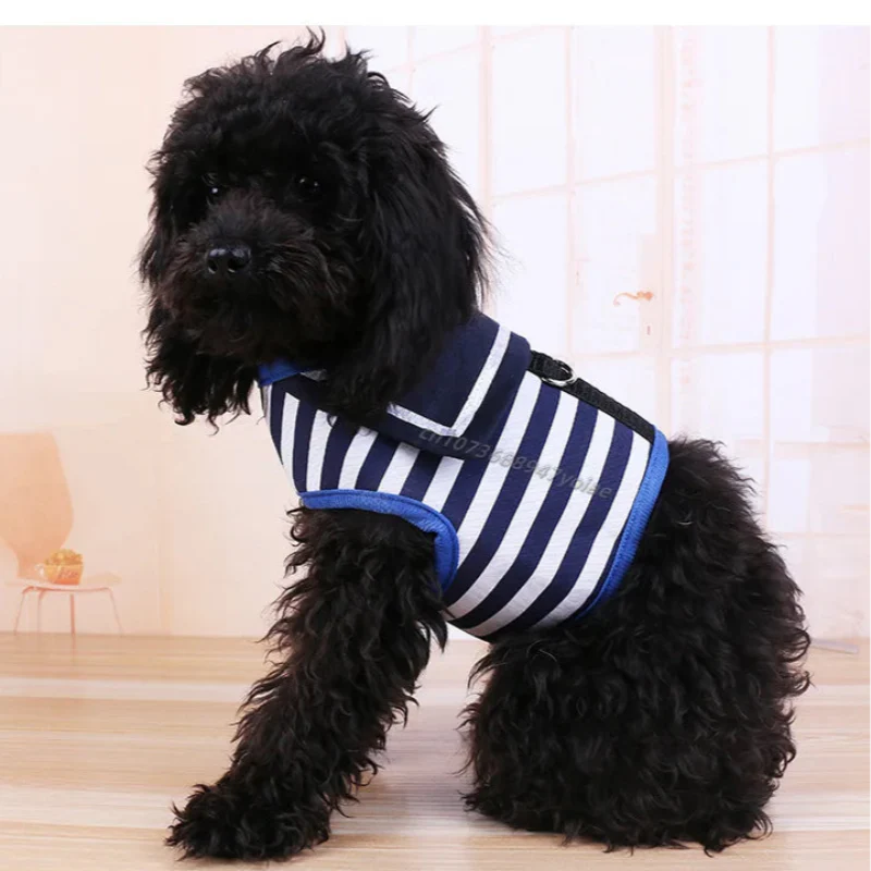 Striped Sailor Dog Harness & Leash Set