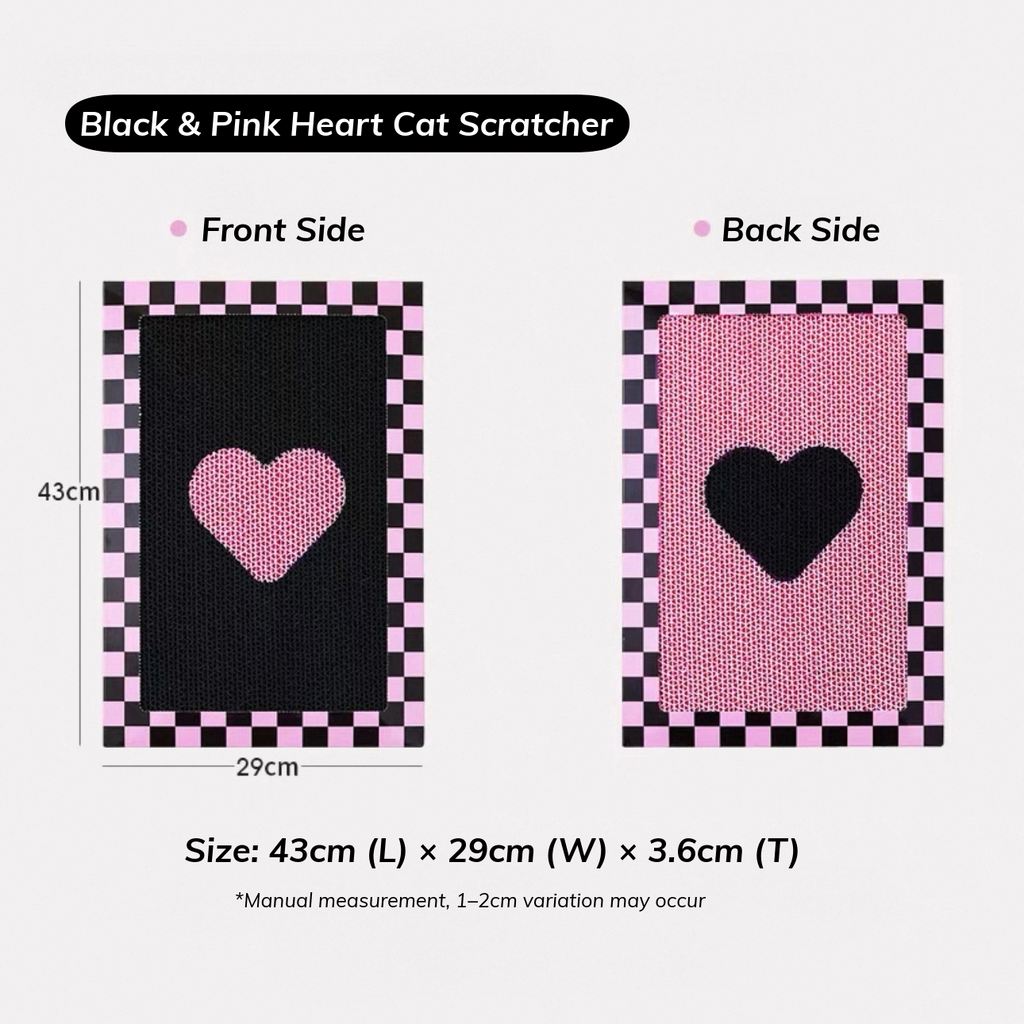 Double-Sided Cat Scratcher (Black & Pink Heart)