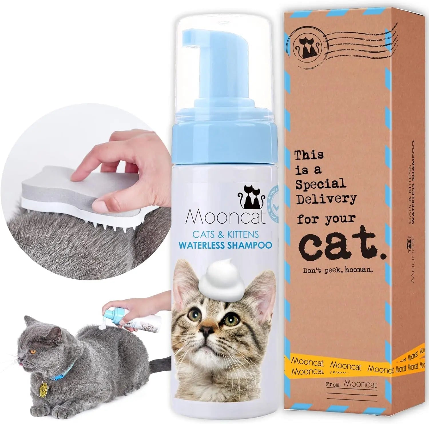 Waterless Cat Shampoo Foam & Brush Kit