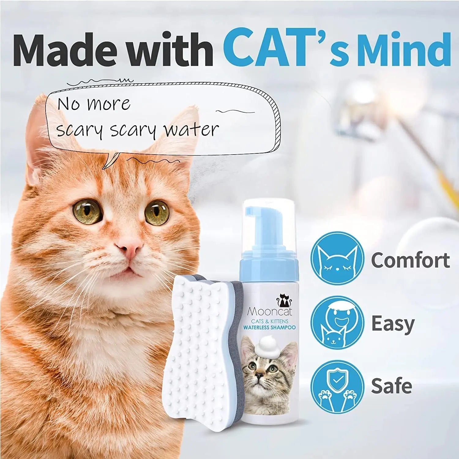 Waterless Cat Shampoo Foam & Brush Kit