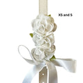 White Silk Flowers Wedding Dog Collar - Handmade