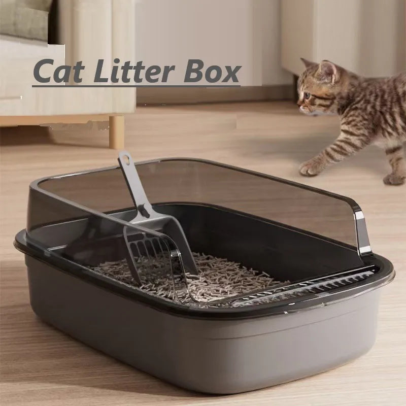 Kitty Sandbox Cat Litter Box Semi-enclosed Splashproof Cat Tray Cat Toilet Cleaning Basin Supplies Pet Toilet Kitten Tray Bedpan