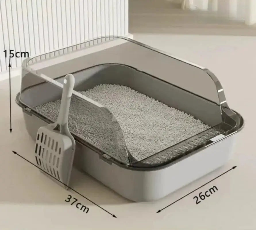 Semi-Enclosed Cat Litter Box