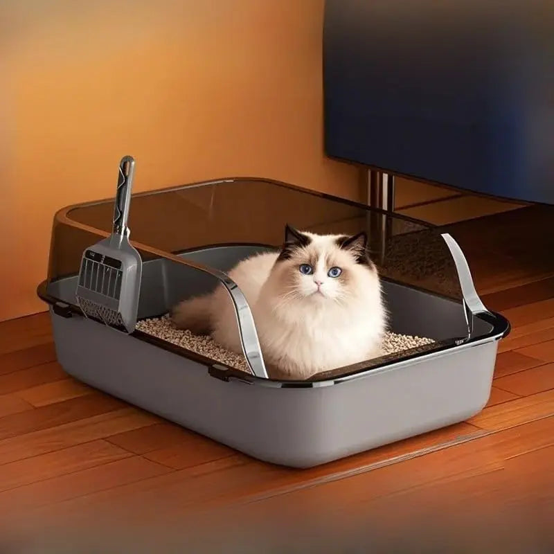 Semi-Enclosed Cat Litter Box
