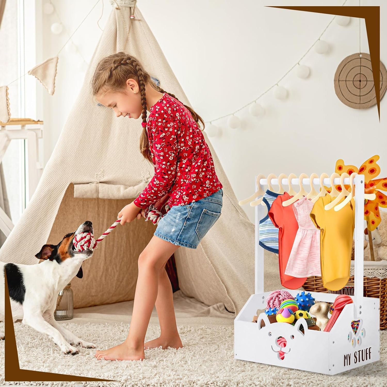 Wooden Dog Storage Organizer