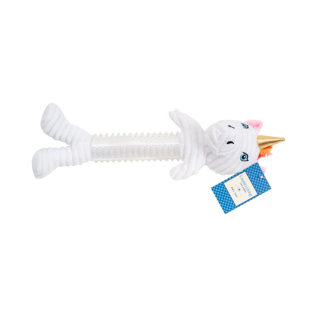 Unicorn Corduroy Plush Dog Toy – with Squeaker & Crinkle Paper