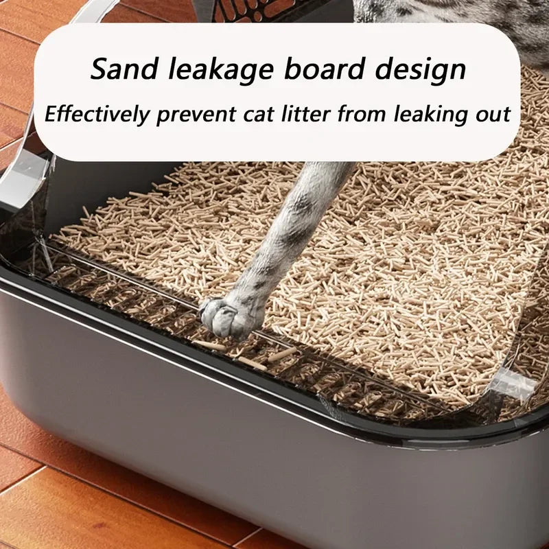 Kitty Sandbox Cat Litter Box Semi-enclosed Splashproof Cat Tray Cat Toilet Cleaning Basin Supplies Pet Toilet Kitten Tray Bedpan