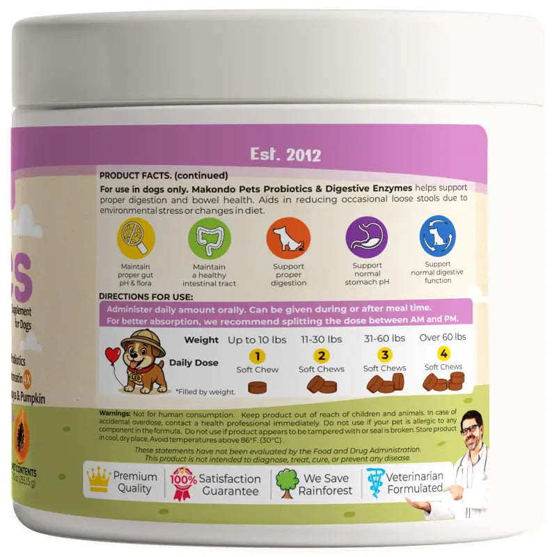 Dog Probiotics Digestive Enzymes - 120 Soft Chews