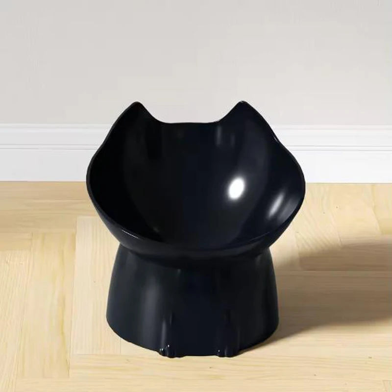 1pc WhiskerWare Elevated Cat Bowl, Anti-Tip Plastic Raised Pet Feeding Dish with Tilted Edge, Neck Protection Kitty Food