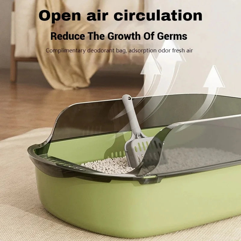 Kitty Sandbox Cat Litter Box Semi-enclosed Splashproof Cat Tray Cat Toilet Cleaning Basin Supplies Pet Toilet Kitten Tray Bedpan