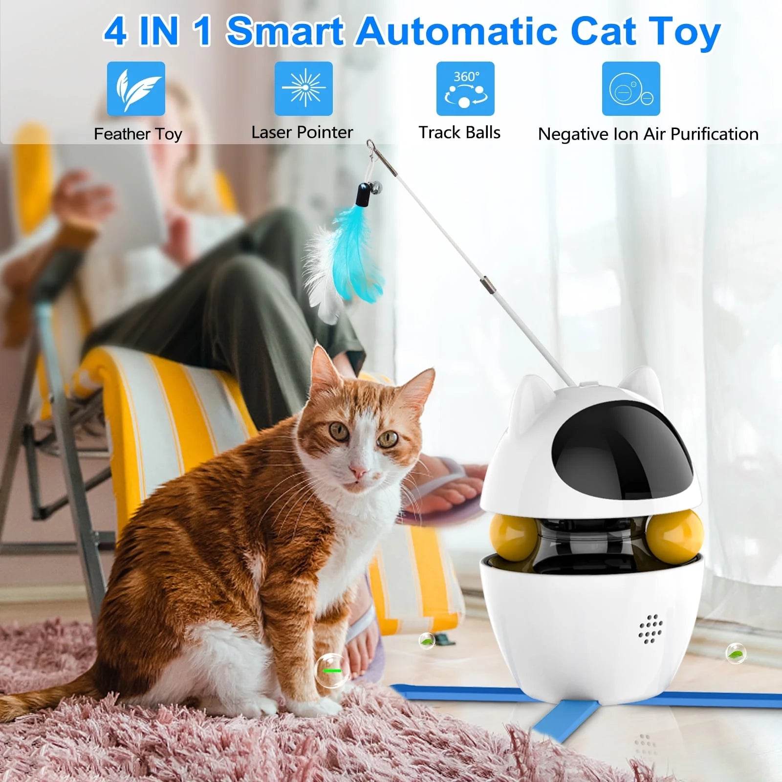 Interactive Cat Toy with Laser and Feather
