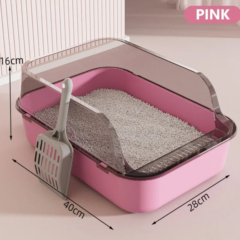 Kitty Sandbox Cat Litter Box Semi-enclosed Splashproof Cat Tray Cat Toilet Cleaning Basin Supplies Pet Toilet Kitten Tray Bedpan