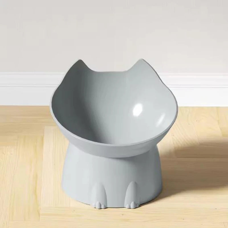 1pc WhiskerWare Elevated Cat Bowl, Anti-Tip Plastic Raised Pet Feeding Dish with Tilted Edge, Neck Protection Kitty Food