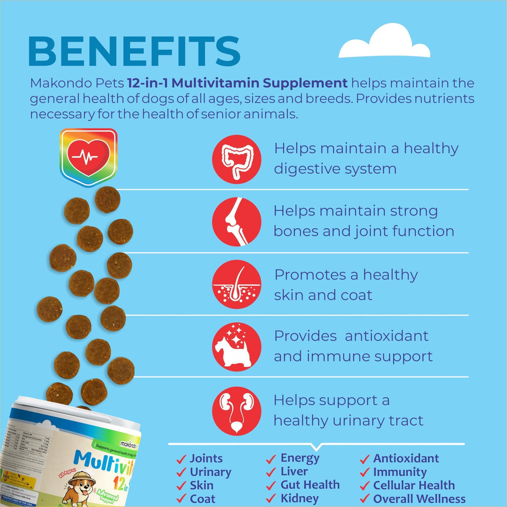 Dog Multivitamin 12-in-1 Glucosamine Probiotics & Cranberry