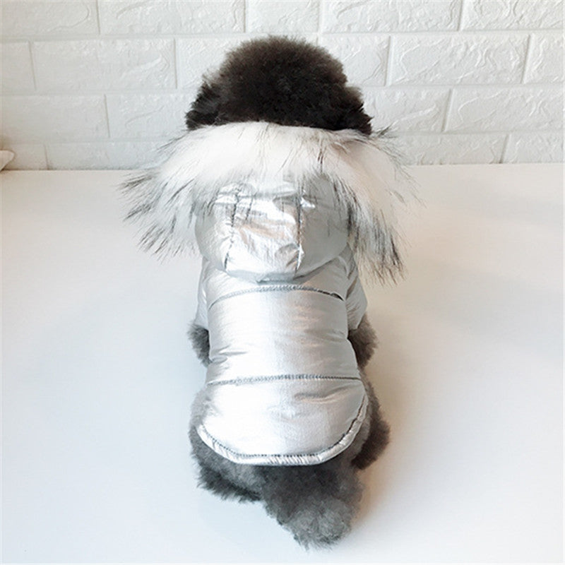 Metallic Faux Fur Hooded Coat