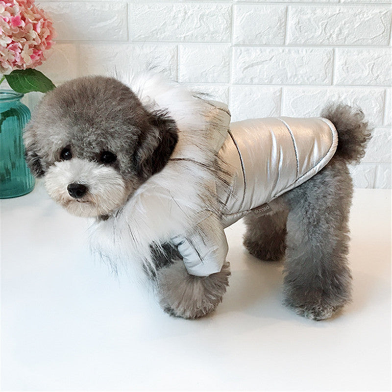 Metallic Faux Fur Hooded Coat