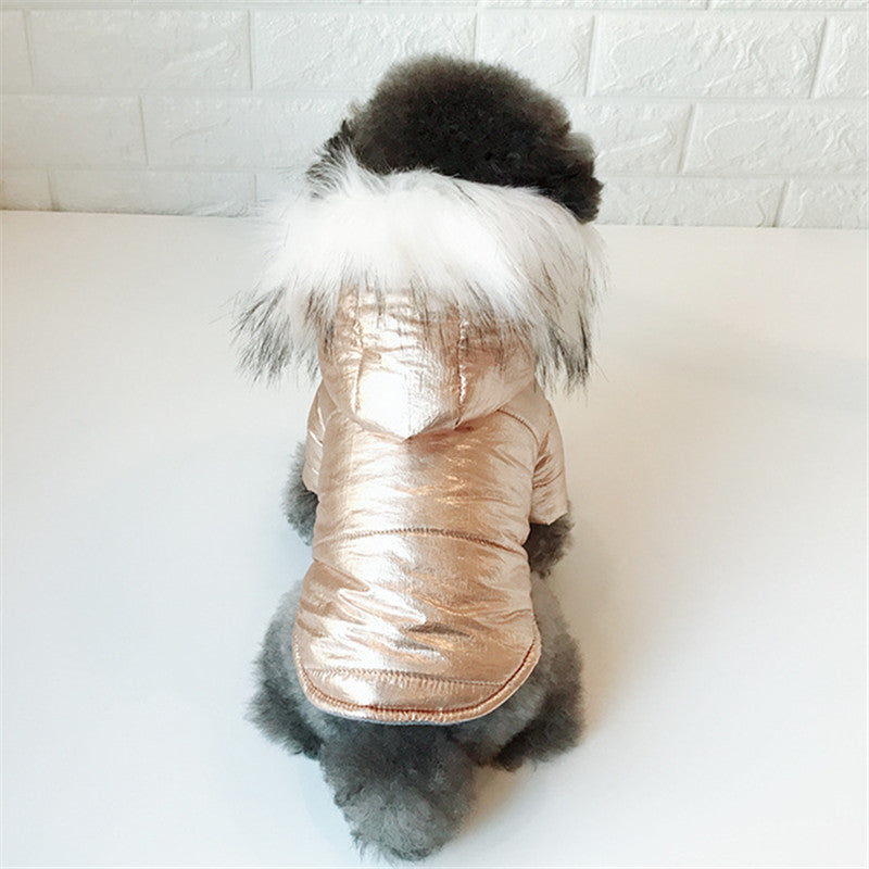 Metallic Faux Fur Hooded Coat