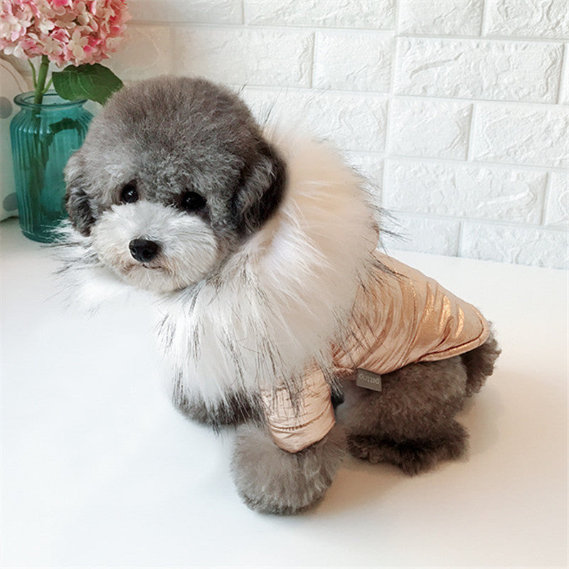 Metallic Faux Fur Hooded Coat